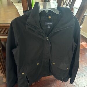 LADIES LANDS'‎ END black squall JACKET WITH HOOD medium vintage